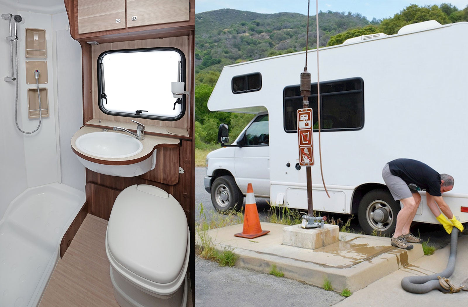 Portable RV/camper toilet and holding tank setup in Tomah, Wisconsin