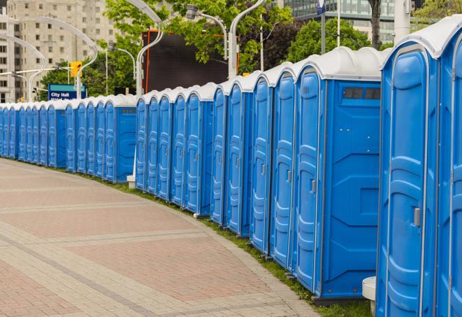 Seasonal porta potty units set up at a Tomah, Wisconsin venue